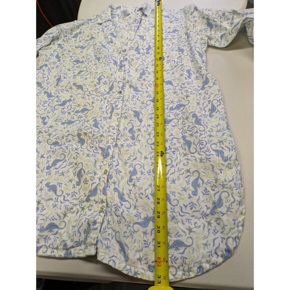 Sigrid Olsen 100% Linen Tunic Button Up Shirt Sea Horse Nautical Starfish Large - Picture 12 of 13